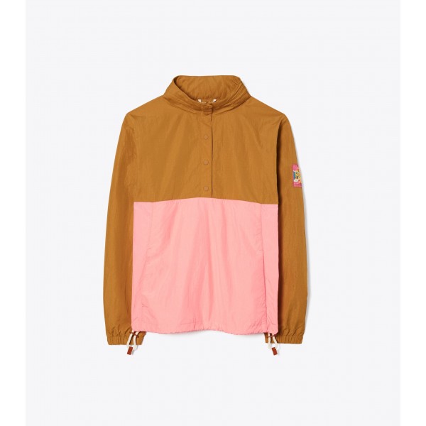 Color-Block Nylon Half-Zip Anorak