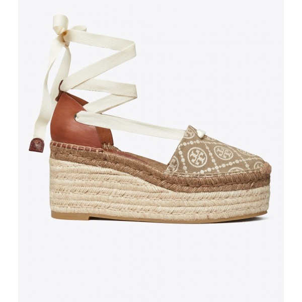 T Monogram Espadrille Wedge