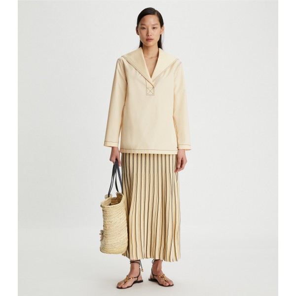 Plaited-Rib Pleated Skirt