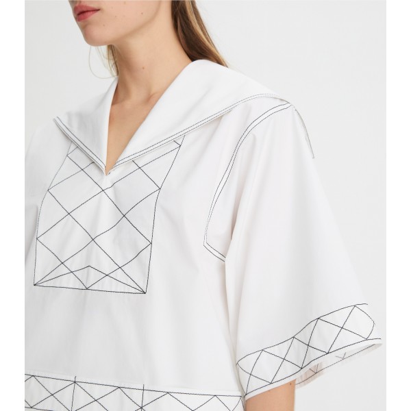 Diamond Topstitch Poplin Tunic