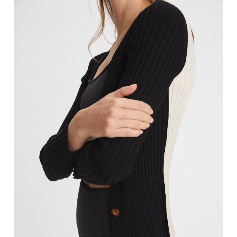 Color-Block Ribbed Cardigan