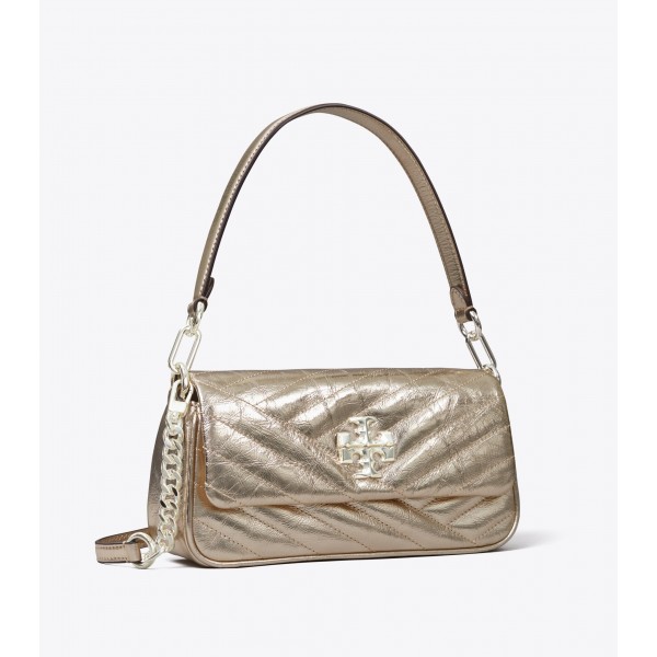 Kira Chevron Metallic Small Flap Shoulder Bag