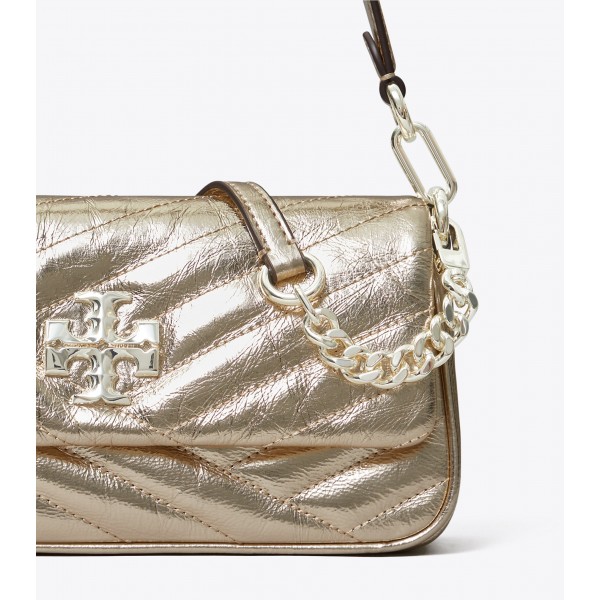 Kira Chevron Metallic Small Flap Shoulder Bag