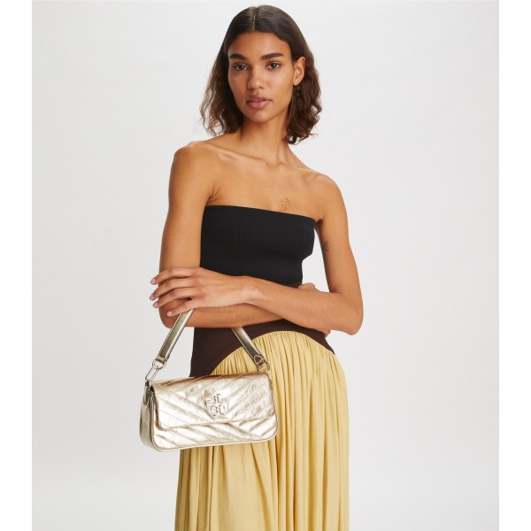 Kira Chevron Metallic Small Flap Shoulder Bag