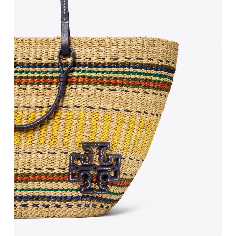 Ella Striped Straw Basket Tote