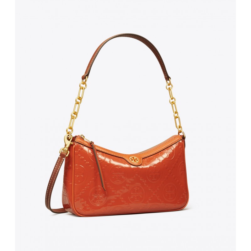 T Monogram Patent Embossed Studio Bag