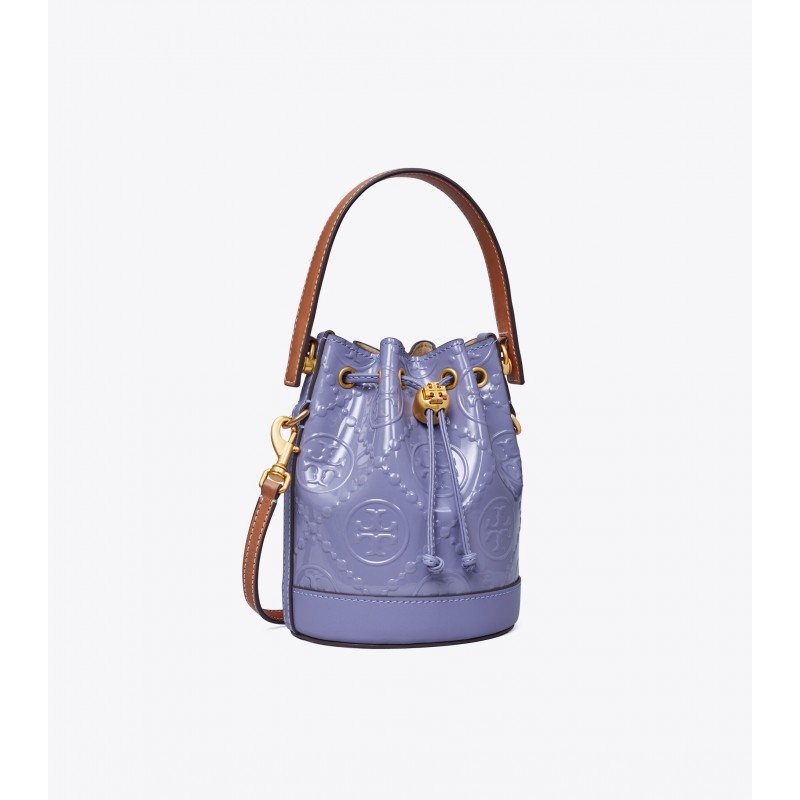 T Monogram Patent Embossed Mini Bucket Bag