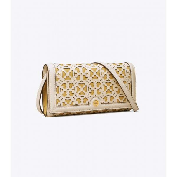 T Monogram Laser-Cut Wallet Crossbody