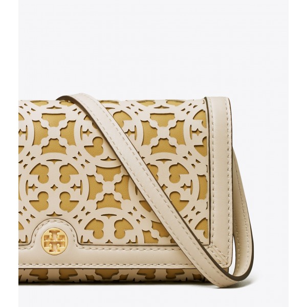 T Monogram Laser-Cut Wallet Crossbody