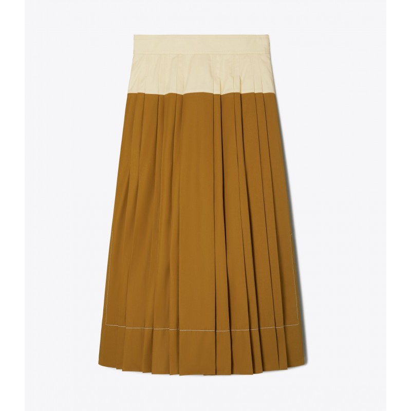 Cotton Poplin Pleated Skirt