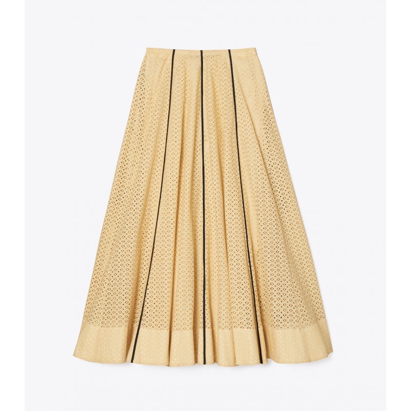 Pleated Honeycomb Eyelet Skirt