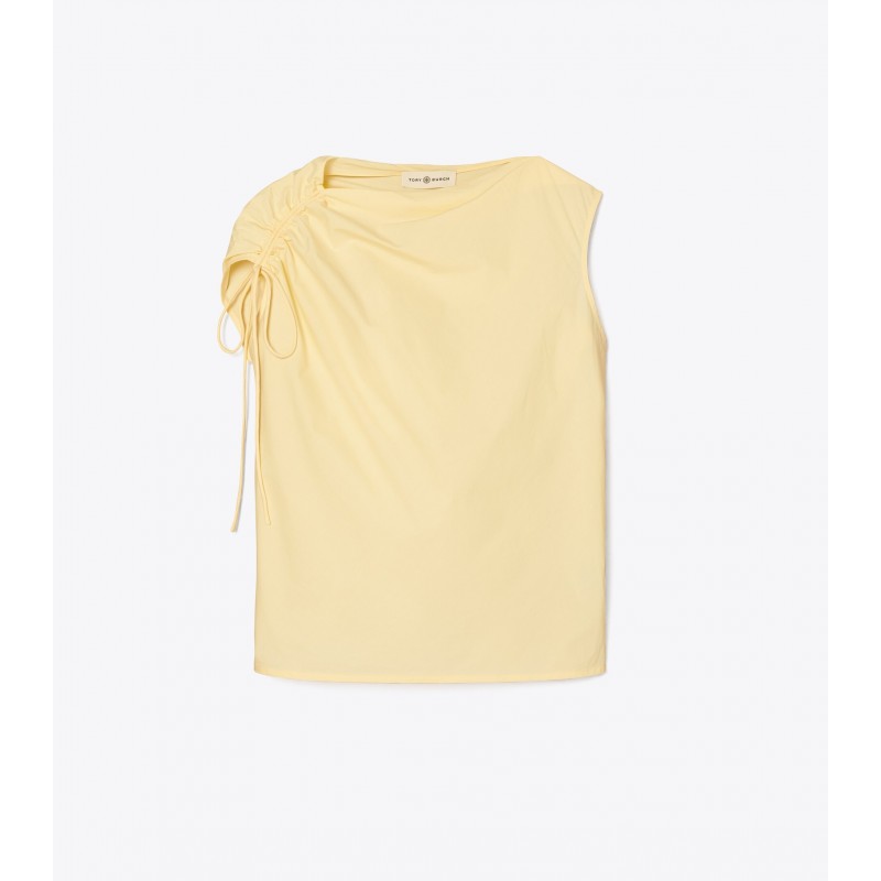 Ruched Cotton Poplin Top