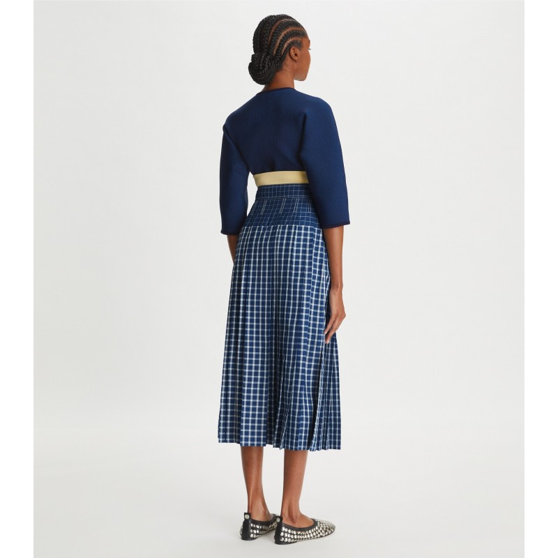 Picnic Plaid Silk Pleated Skirt