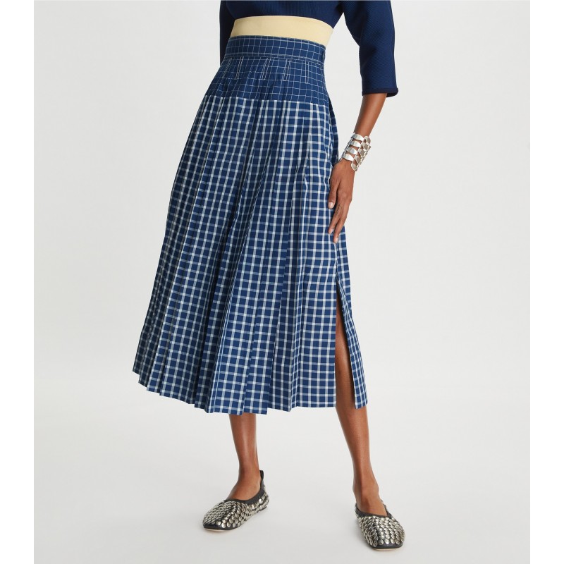 Picnic Plaid Silk Pleated Skirt