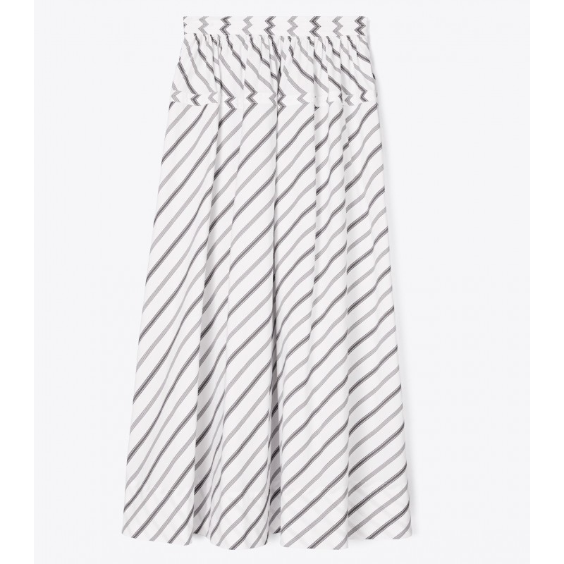 Variegated Stripe Poplin Skirt