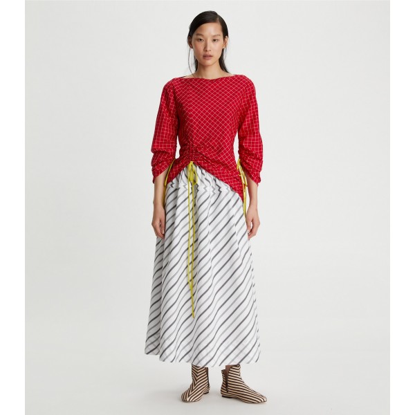 Variegated Stripe Poplin Skirt