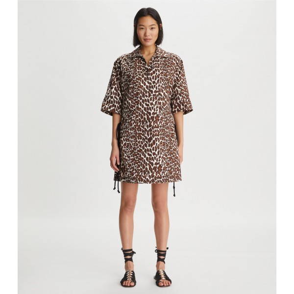 Reva Leopard Cotton Poplin Shirtdress