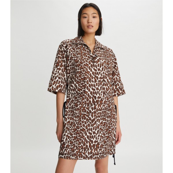 Reva Leopard Cotton Poplin Shirtdress