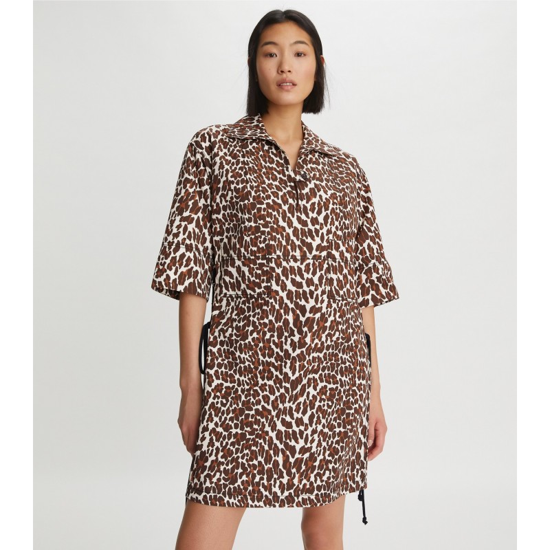 Reva Leopard Cotton Poplin Shirtdress