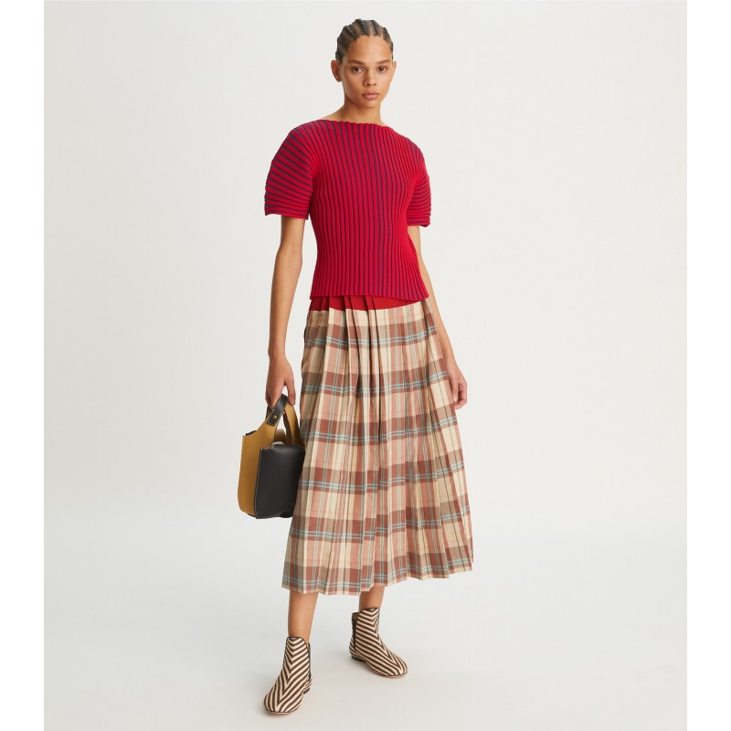 Plaid Silk Skirt