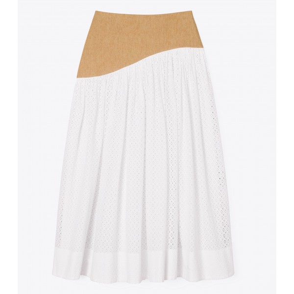 Honeycomb Eyelet Linen Burlap Skirt