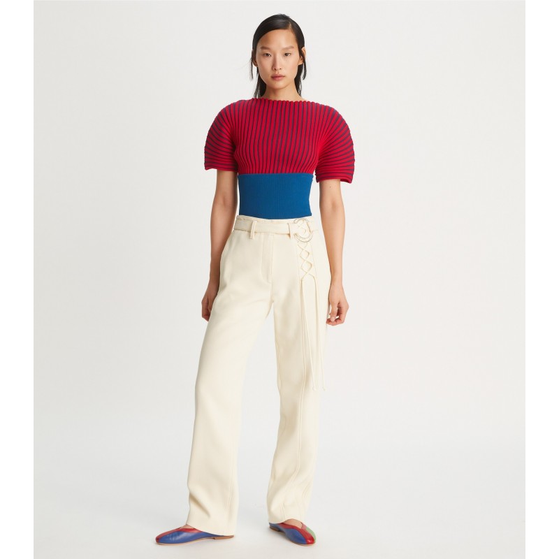 Relaxed Multicolor Topstitch Pant