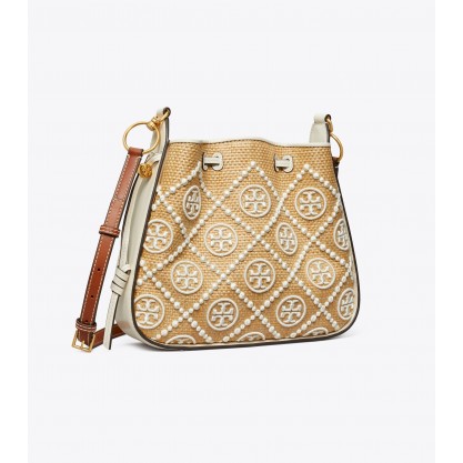 T Monogram Straw Bell Bag