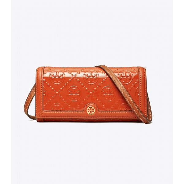 T Monogram Patent Wallet Crossbody