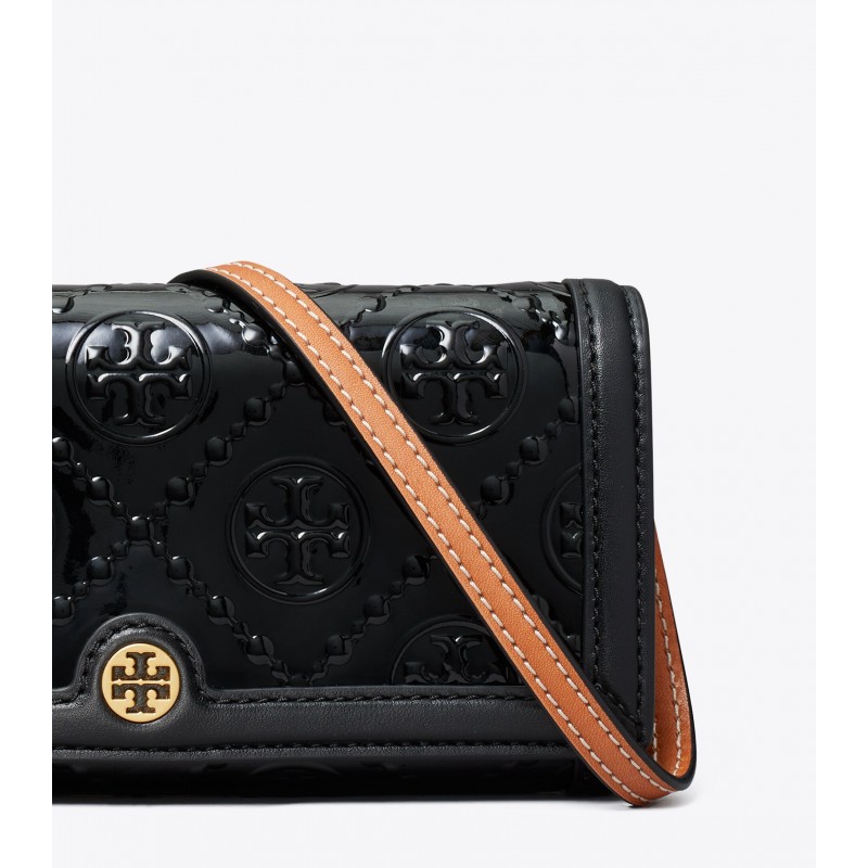 T Monogram Patent Wallet Crossbody