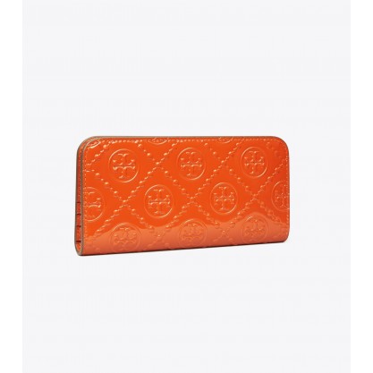 T Monogram Patent Zip Slim Wallet