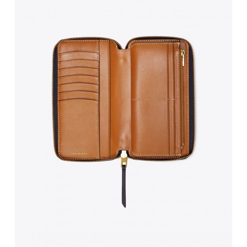 T Monogram Leather Zip Continental Wallet