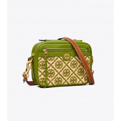 T Monogram Straw Camera Bag