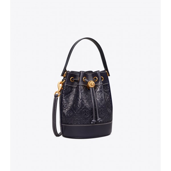 T Monogram Leather Mini Bucket Bag