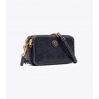 T Monogram Leather Double-Zip Mini Bag