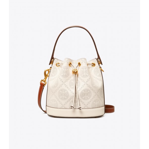 T Monogram Perforated Leather Bucket Bag