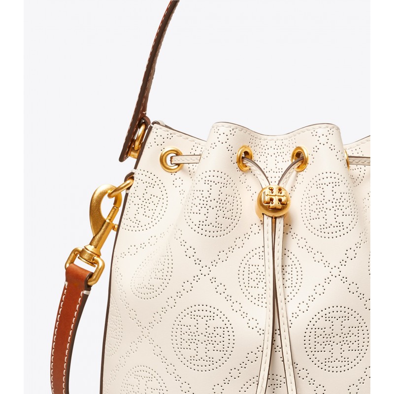 T Monogram Perforated Leather Bucket Bag