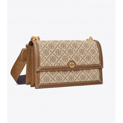 T Monogram Jacquard Shoulder Bag