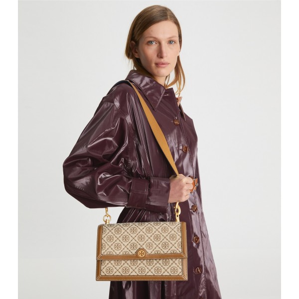 T Monogram Jacquard Shoulder Bag