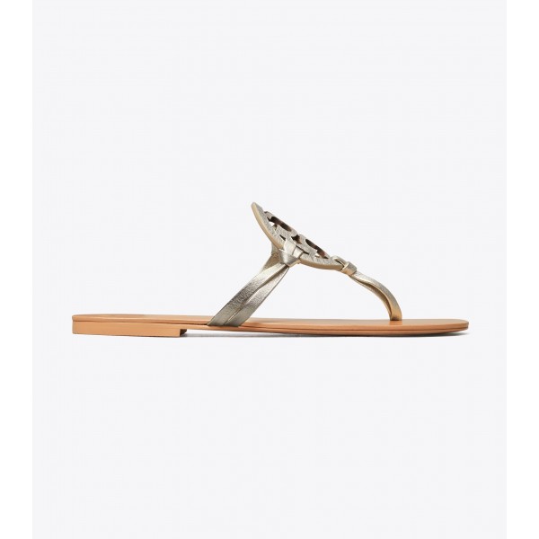 Miller Square-Toe Sandal, Metallic Leather