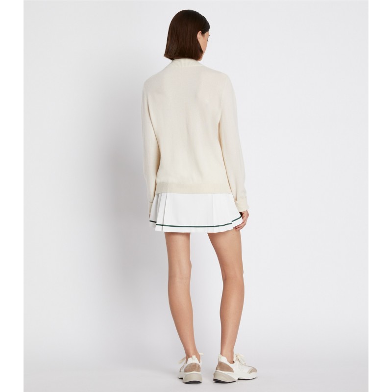 Luxe Cashmere Ruffle Half-Zip Pullover