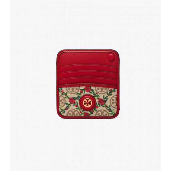 T Monogram Embroidered Card Case