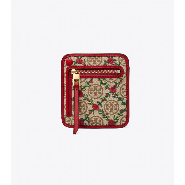 T Monogram Embroidered Card Case
