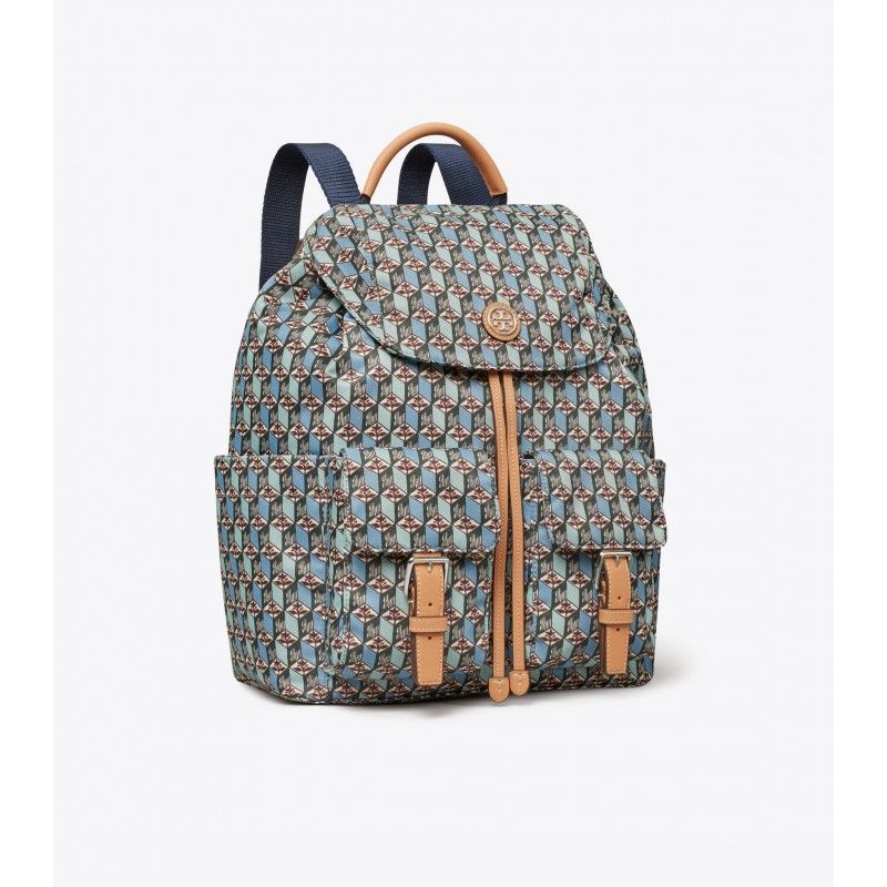 Printed Nylon Flap Backpack