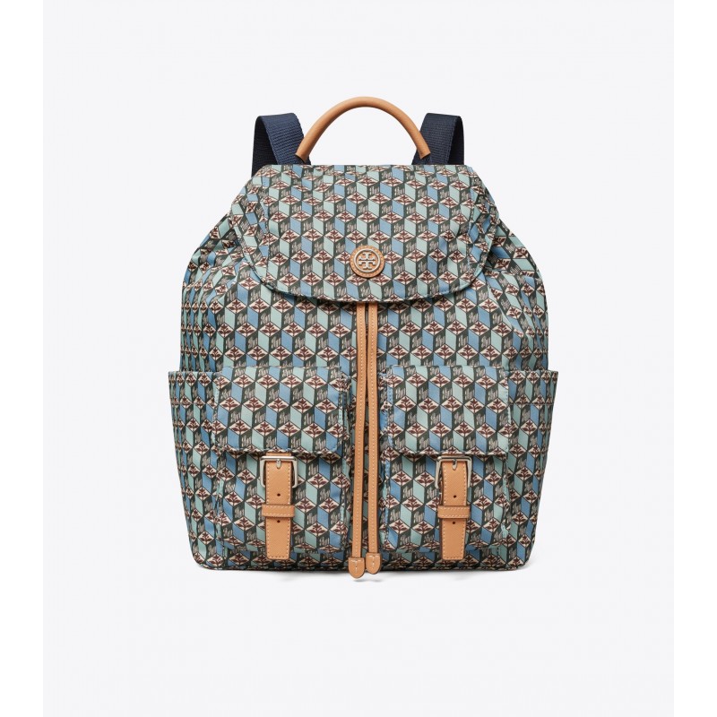 Printed Nylon Flap Backpack