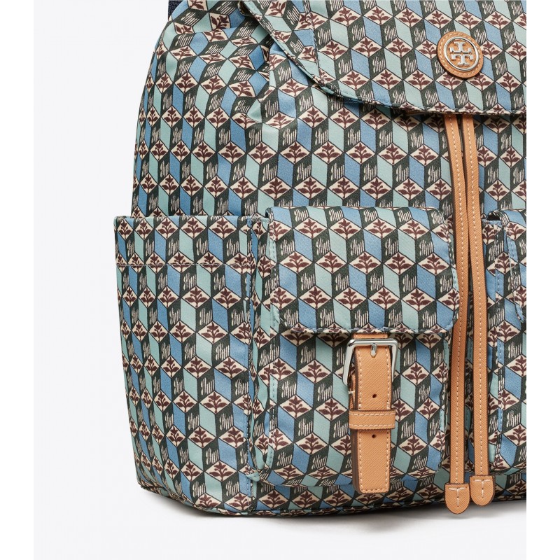 Printed Nylon Flap Backpack