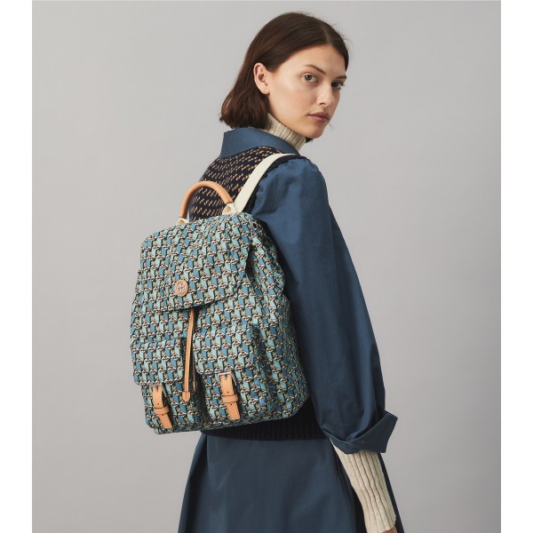 Printed Nylon Flap Backpack