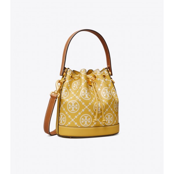 T Monogram Embossed Bucket Bag