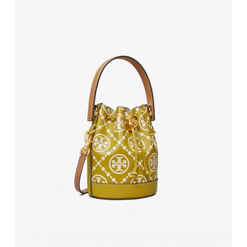 T Monogram Embossed Mini Bucket Bag