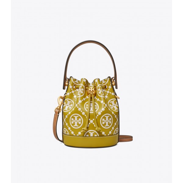 T Monogram Embossed Mini Bucket Bag