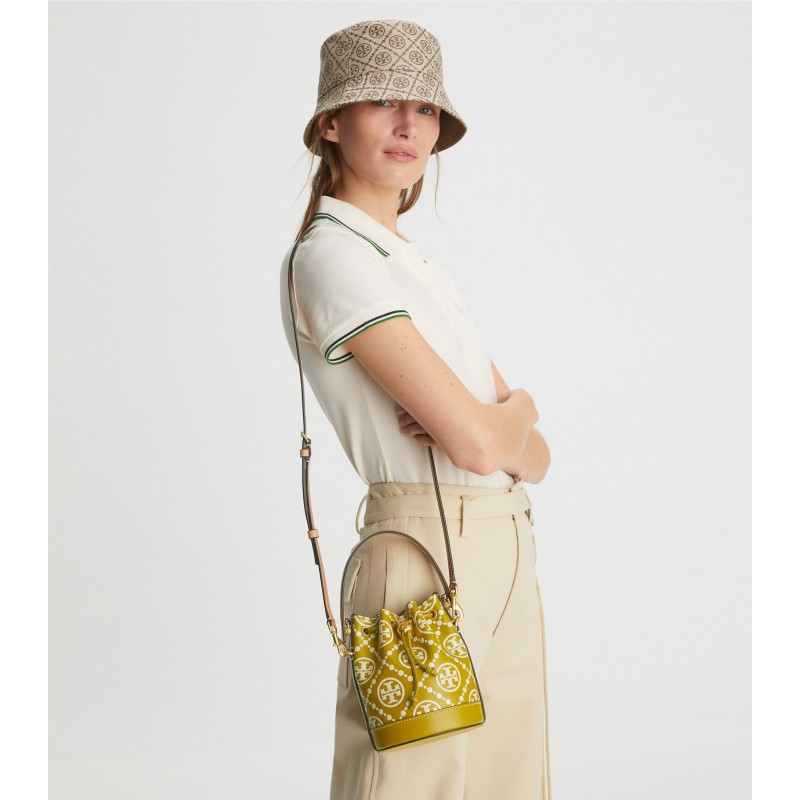 T Monogram Embossed Mini Bucket Bag